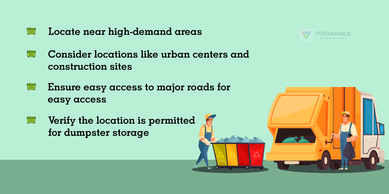 Choosing Location for Dumpster Rental Startup