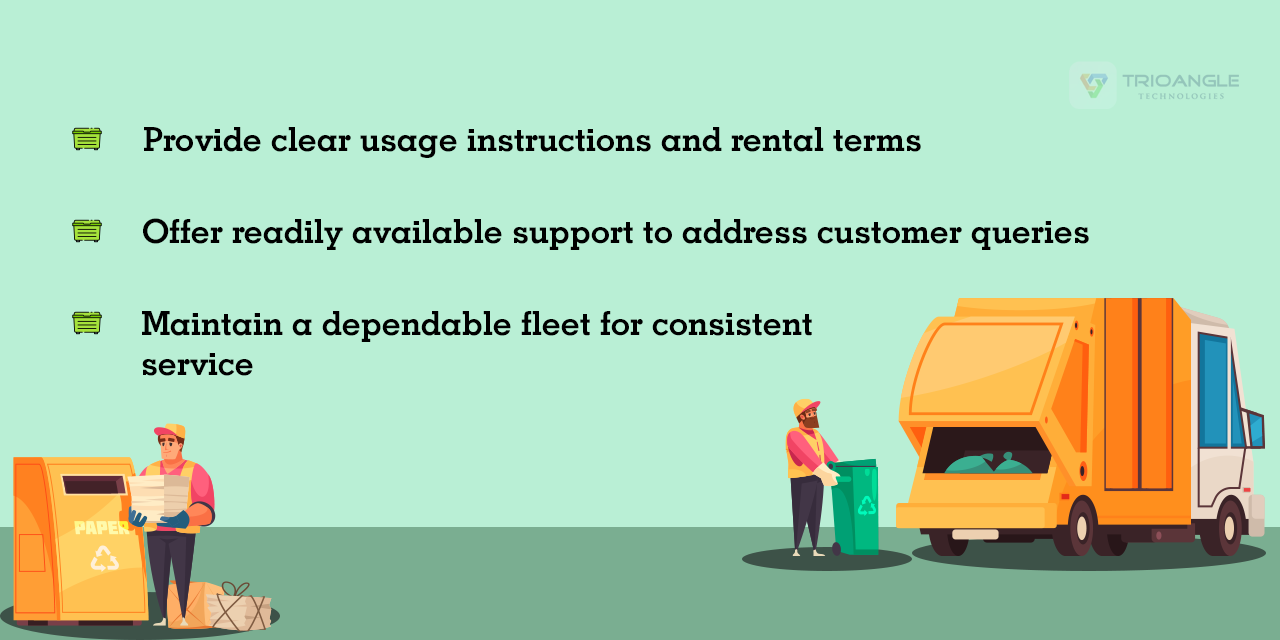 Dumpster rental business service delivery